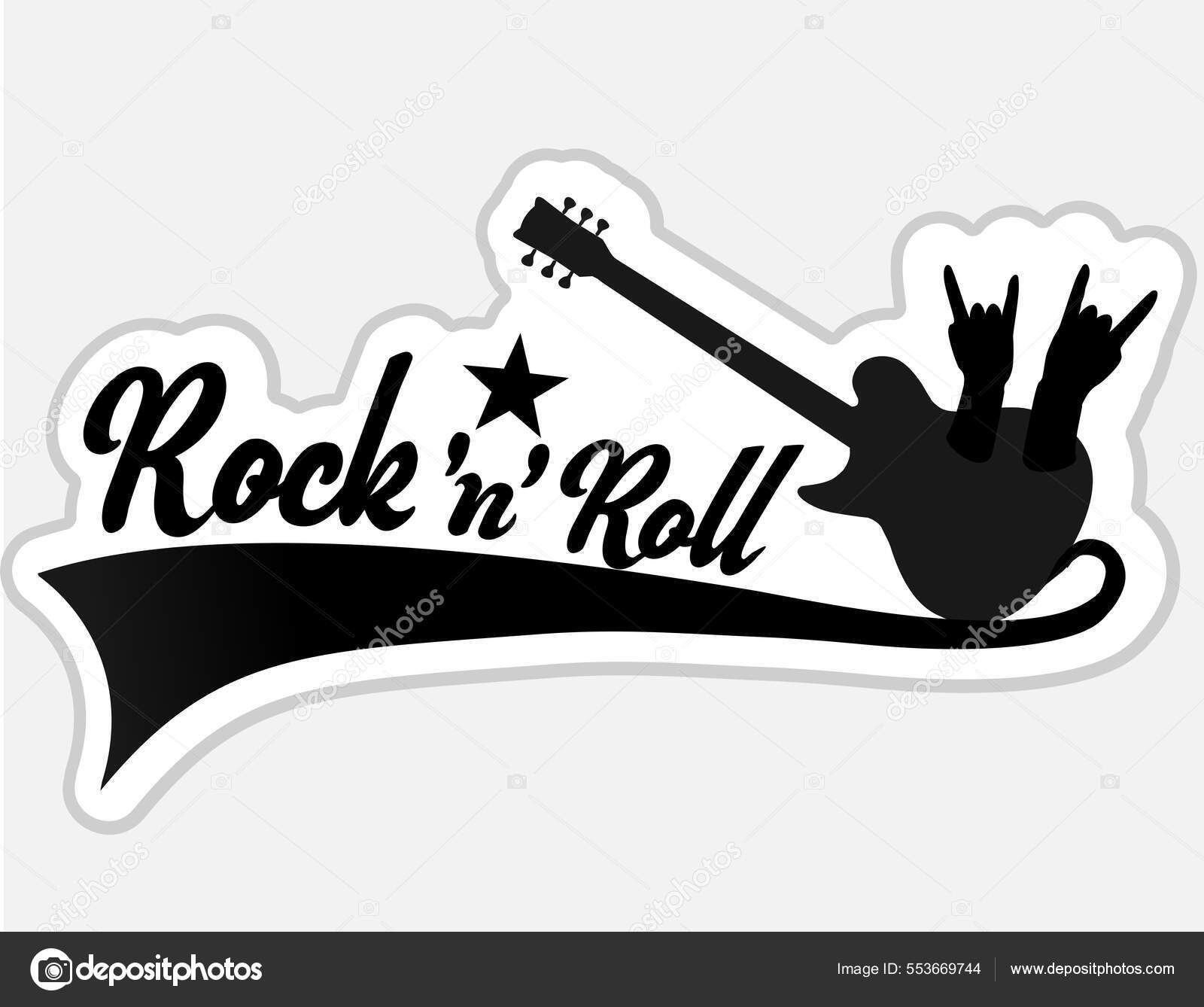 Rock 'N' Roll Баннер Логотип Эмблема Этикетка Элемент Дизайна.