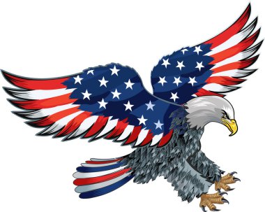 Amerikan bayrağı taşıyan Amerikan kartalı