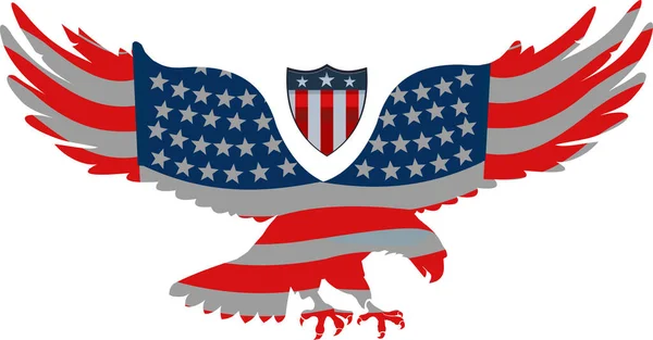 Aquila Americana Con Bandiere Usa — Vettoriale Stock