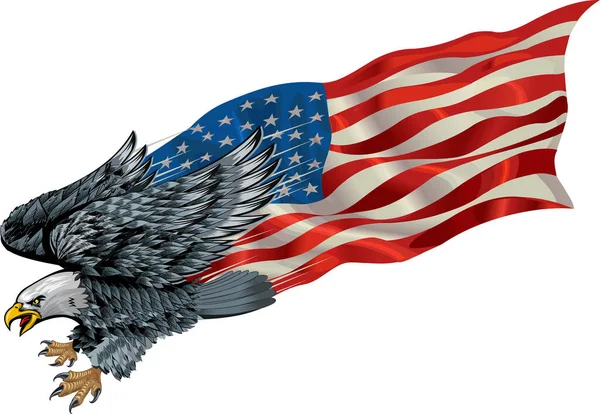 Amerikanischer Adler Mit Flagge — Stockvektor