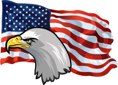 Amerikan bayraklı Amerikan kartalı
