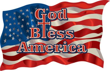 Bir haçla Amerika Birleşik Devletleri bayrağı. Tanrı 'nın Amerika' yı kutsamasını simgeliyor..