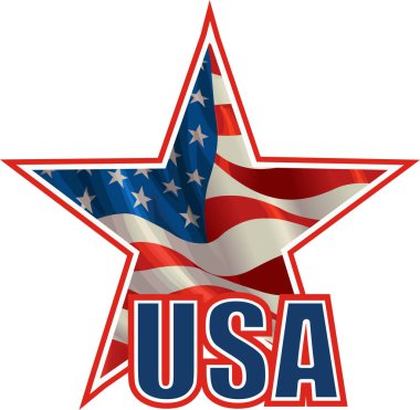 Amerikan Vatansever Yıldız Logosu ve ABD bayrağı