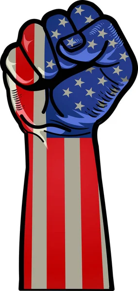 Hand Clenched Fist Background American Fla —  Vetores de Stock