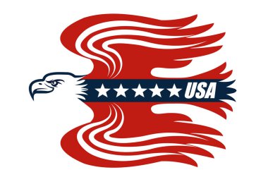 Amerikan Kartal Vatansever Logosu. Kartal Kafa ve Yıldız Logosu