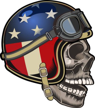 Tasarım ve baskı için Amerikan bayrağı taşıyan kafatası başlığı.