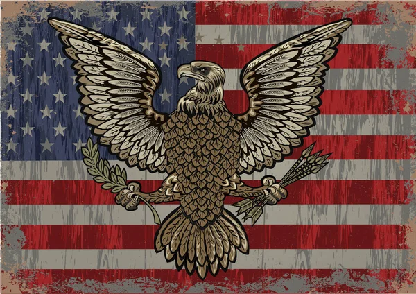 American Redoubtable Eagle Флагами Сша — стоковый вектор