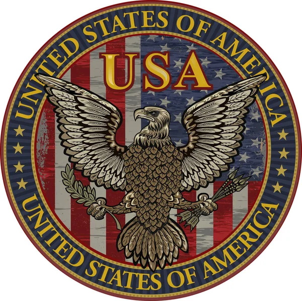 Amerikai Redoubtable Eagle Amerikai Zászlókkal — Stock Vector