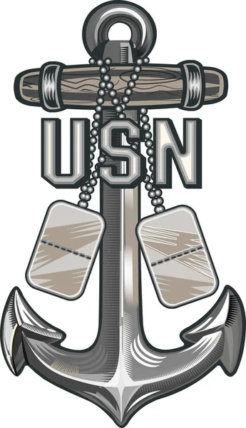 Amerikai Haditengerészet Fegyveres Erők Haditengerészeti Ága Amerikai Navy Horgony Szimbólum — Stock Vector