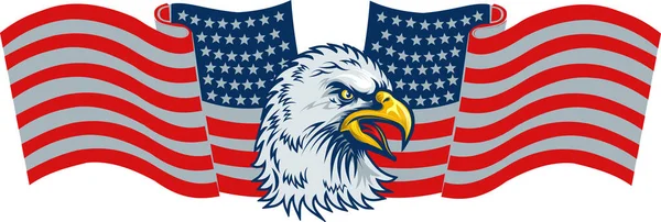 American Redoubtable Eagle Con Banderas — Vector de stock