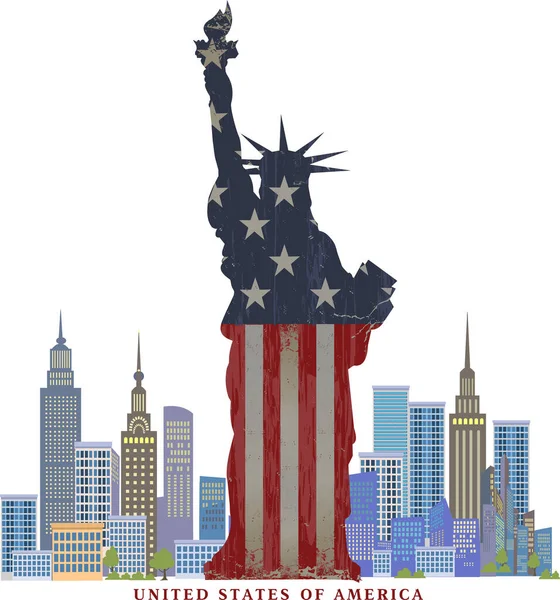 Szabadságszobor New York Amerikai Szimbólum — Stock Vector