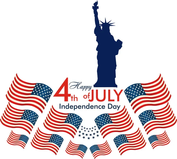 American Statue Liberty Patriotic Logo July — Stock Vector