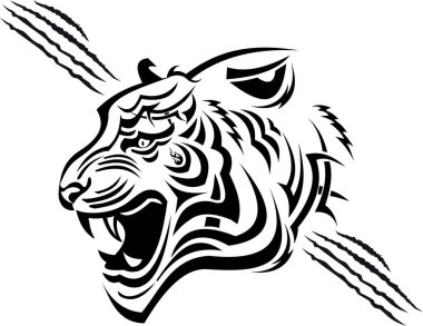 Dövme kaplanın güzel yüzü. Çizgili kürk