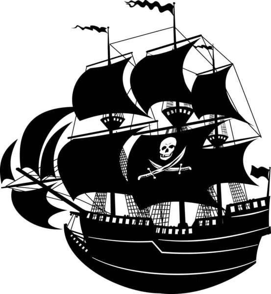 Silueta Del Viejo Barco Pirata — Archivo Imágenes Vectoriales