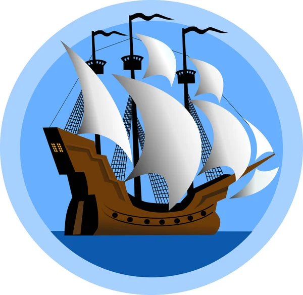 Silhouette Old Pirate Ship — Stock Vector