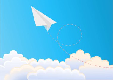 Kağıt uçak gökyüzünde uçuyor.