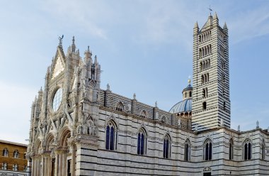 cephe ve siena duomo, çan kulesi. Toskana, İtalya