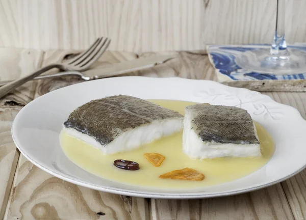 Cod with Pil Pil Sauce, Basque cookery. — Stock Photo, Image