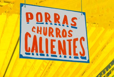 Poster adil bir duyuruyu porras ve tatlıları.(tatlı sıcak kızartılmış)