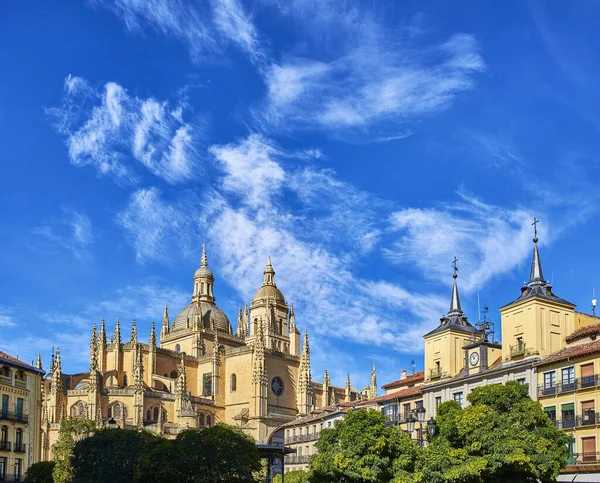 North Facade Cathedral Segovia Catholic Temple Devoted Assumption Virgin Mary — Stock Photo, Image