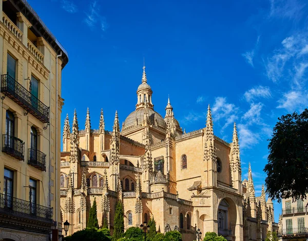 North Facade Cathedral Segovia Catholic Temple Devoted Assumption Virgin Mary — Stock Photo, Image