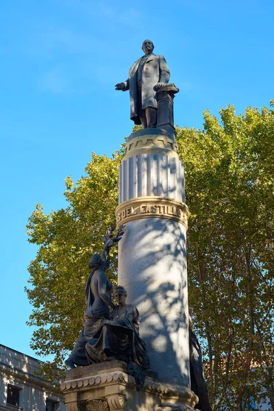 Madrid Španělsko Listopadu2021 Socha Canovase Dela Castilla Pohled Náměstí Plaza — Stock fotografie