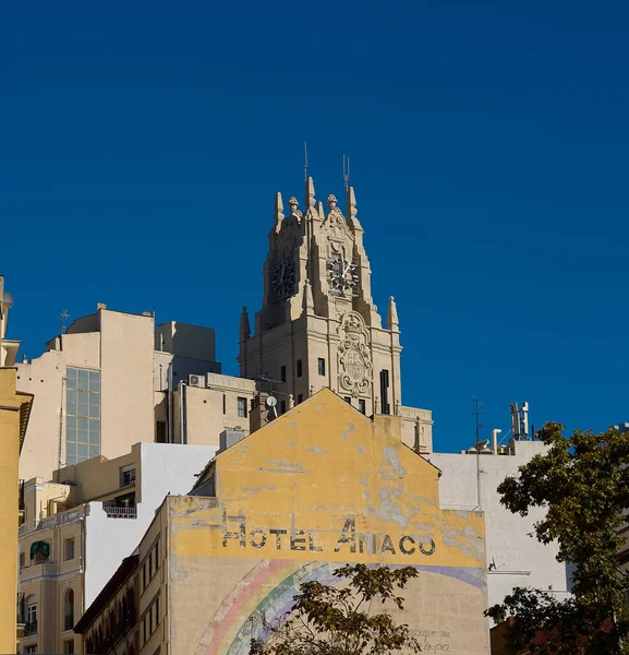 Madrid Spanien November 2021 Telefonica Gebäude Uhrturm Blick Vom Plaza — Stockfoto