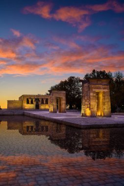 Temple of Debod at nightfall. Madrid, Spain. clipart