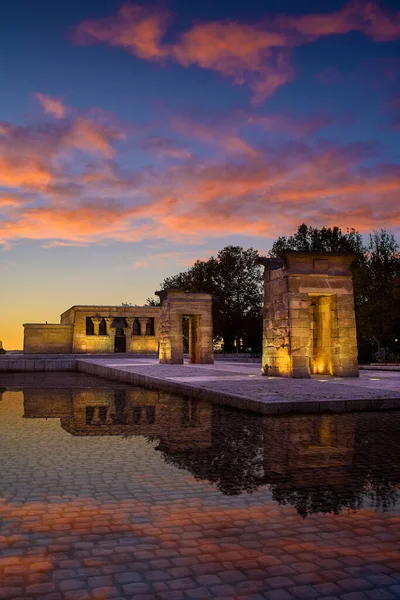 Templo Debod Anoitecer Madrid Espanha — Fotografia de Stock