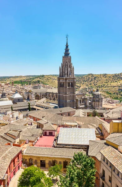 Toledói Főszékesegyház Harangtornya Toledo Castilla Mancha Spanyolország — Stock Fotó