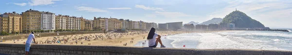 San Sebastian Spain August 2022 Panoramic View Zurriola Beach Monte — Fotografia de Stock