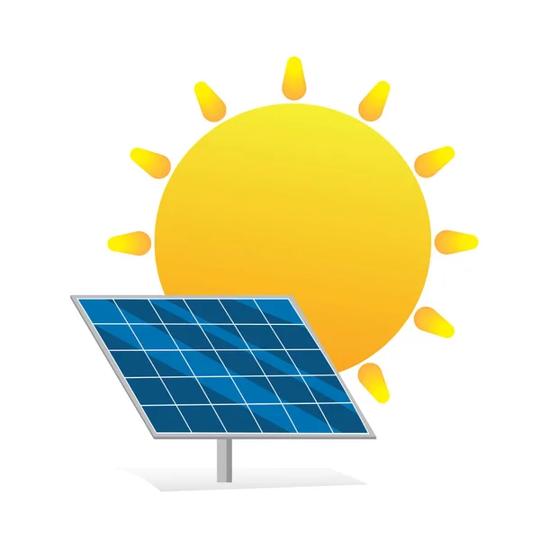 Logo Énergie Solaire Concept Énergie Verte Panneau Solaire Avec Symbole — Image vectorielle