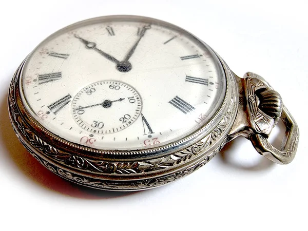 Vintage Spoorweg Rang Oude Zakhorloge Witte Achtergrond — Stockfoto