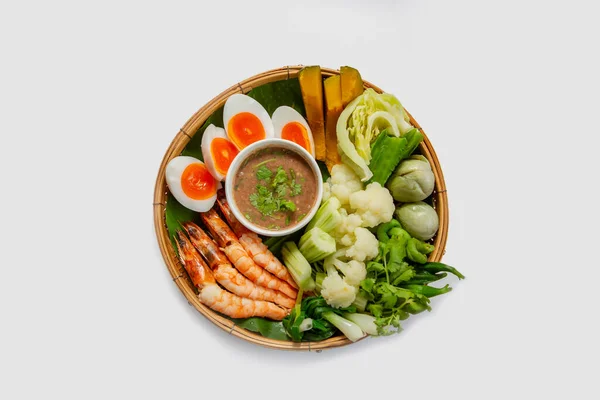 Королівська Тайська Кухня Nam Prik Kapi Паста Креветок Їдять Вареними — стокове фото