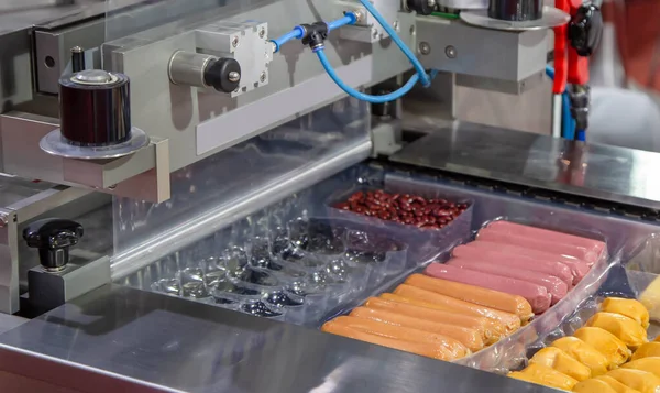 Linear Food Heat Thermoforming Sealing Packaging Machine — Stock Photo, Image