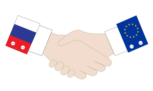 Handdruk Van Diplomatieke Handelsovereenkomsten Een Vreedzame Regeling Tussen Rusland Het — Stockvector