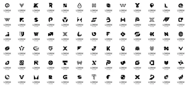 Colección Logos Abstractos Con Letras Logotipos Abstractos Geométricos Diseño Iconos — Vector de stock