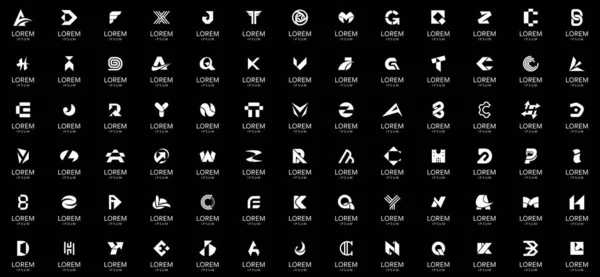 Colección Logos Abstractos Con Letras Logotipos Abstractos Geométricos Diseño Iconos — Archivo Imágenes Vectoriales