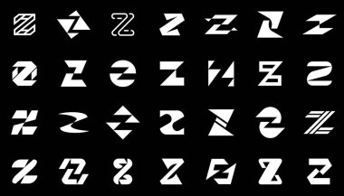 Z harfli soyut logo koleksiyonu. Geometrik soyut logolar. Simge tasarımı 