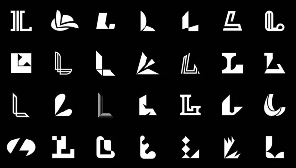 Colección Logos Abstractos Con Letra Logotipos Abstractos Geométricos Diseño Iconos — Vector de stock