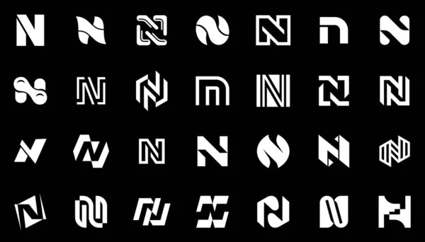 抽象ロゴコレクション 文字N幾何学的抽象ロゴ アイコンデザイン — ストックベクタ