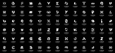 Harfli soyut logo koleksiyonu. Geometrik soyut logolar. Simge tasarımı 
