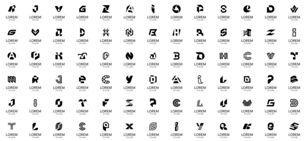 Колекція Абстрактних Логотипів Літерами Геометричні Абстрактні Логотипи Дизайн Піктограм — стоковий вектор