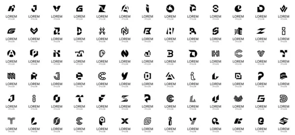 Colección Logos Abstractos Con Letras Logotipos Abstractos Geométricos Diseño Iconos — Archivo Imágenes Vectoriales