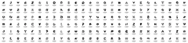 Collection Logos Abstraits Avec Lettres Logos Géométriques Abstraits Conception Icône — Image vectorielle
