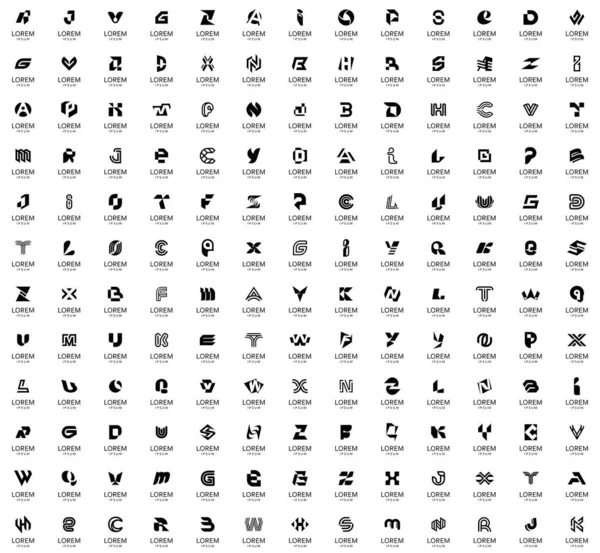Sammlung Abstrakter Logos Mit Buchstaben Geometrische Abstrakte Logos Symboldesign — Stockvektor
