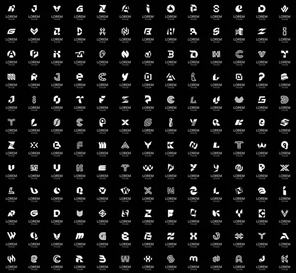 Colección Logos Abstractos Con Letras Logotipos Abstractos Geométricos Diseño Iconos — Vector de stock