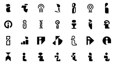 I. harfi ile soyut logo koleksiyonu. Geometrik soyut logolar. Simge tasarımı 