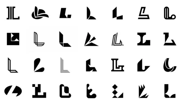 Abstrakta Logotyper Samling Med Bokstaven Geometriska Abstrakta Logotyper Ikondesign — Stock vektor