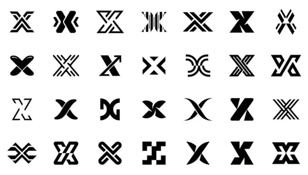 Zbiór Abstrakcyjnych Logo Literą Geometryczne Abstrakcyjne Logo Projekt Ikony — Wektor stockowy